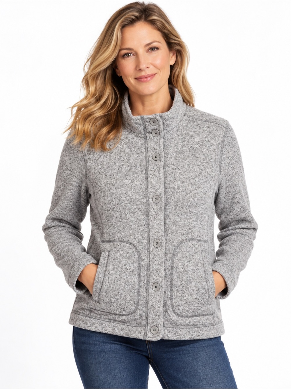 Talbots Women’s Gray Button-Up Knit Sweater/ Jacket Size Med (0050)